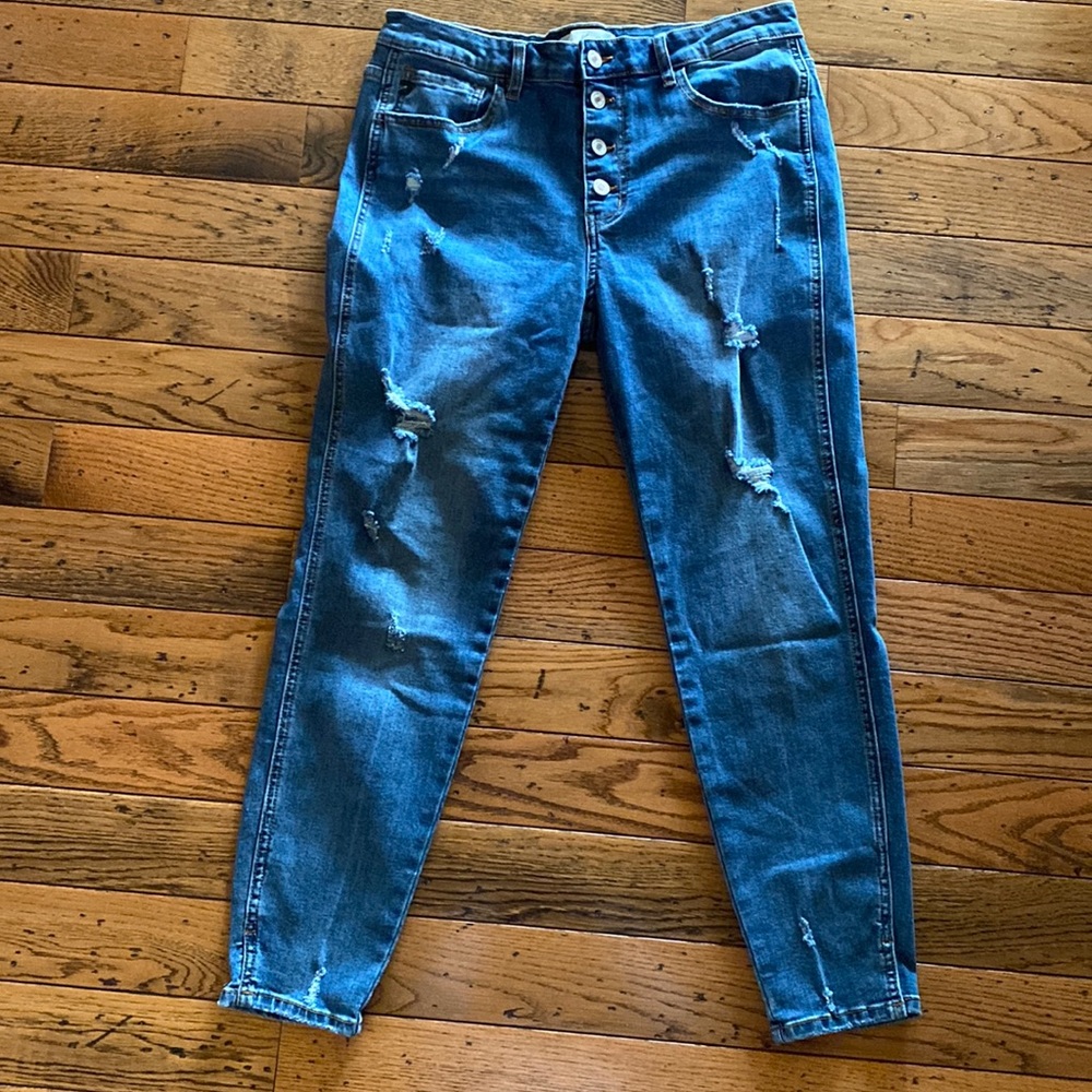 KanCan distressed button jeans